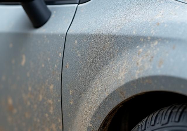 洗浄前の汚れた車のボディ